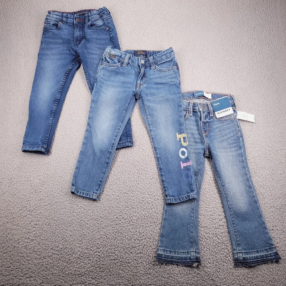 OLD NAVY Polo Tommy Hilfiger Jeans Girls 3T Bundle (3) Skinny Boy Friend Flare